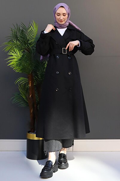 GİYZAMİLA Διπλό με κουμπιά Trench Μαύρο