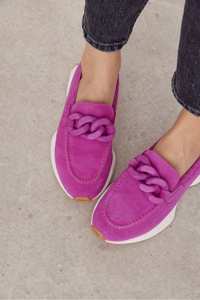 NILUFARR Darius Pink Genuine Suede Women's Sneakers with Chain Accessories