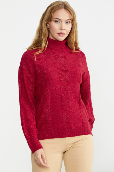 Sementa Full Fisherman Flowing Knitwear Sweater - Red