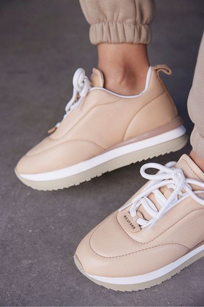 NILUFARR Tenis de damă Balla Beige din piele naturală