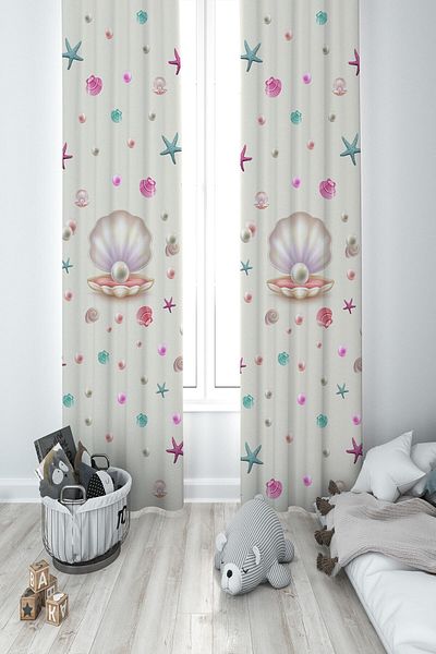 MEKTA HOME Baby and Children's Room Pearl Two Wing Background Curtain Mkt-394