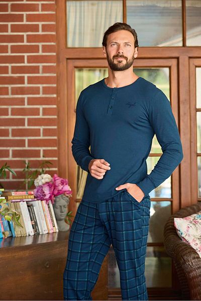 Aydoğan Aydoğan 240806   Men's Modal Slots Long Sleeve Pyjamas Suit