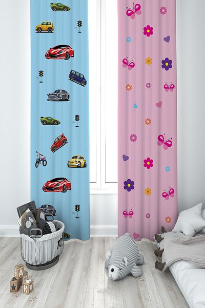 MEKTA HOME BABY AND KIDS ROOM Girl Boy Hopscotch Patterned Game 2 Wings Background Curtain