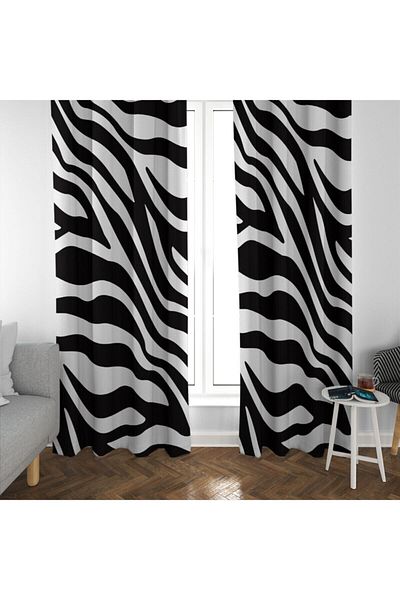 MEKTA HOME Digital Printed Zebra Patterned Living Room Background Curtain