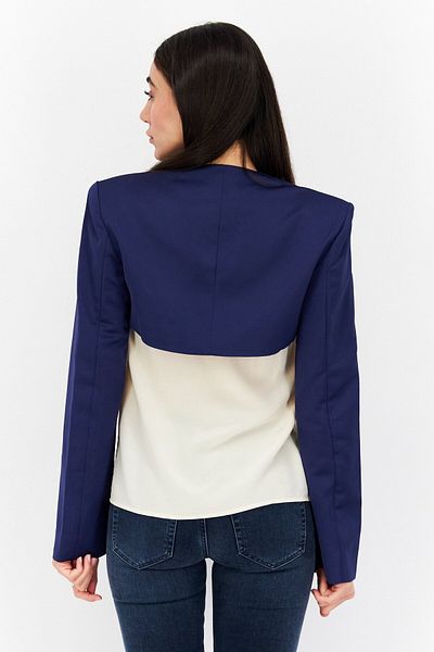 Weworewhat Women Regular Fit Plain Blazer, Navy Blue