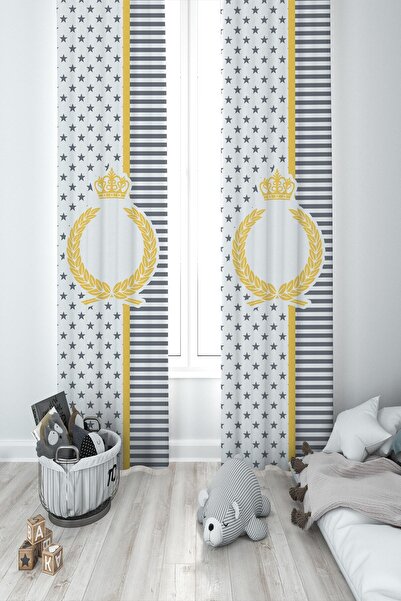 MEKTA HOME ستارة خلفية لغرفة الأطفال والرضع مخططة على شكل نجوم وتاج قمح منقوش...