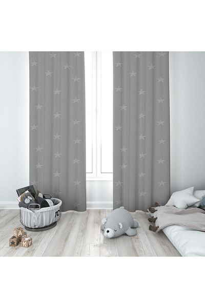 MEKTA HOME Modern Star Patterned (2) Two Wing Background Curtain Mktfp-273