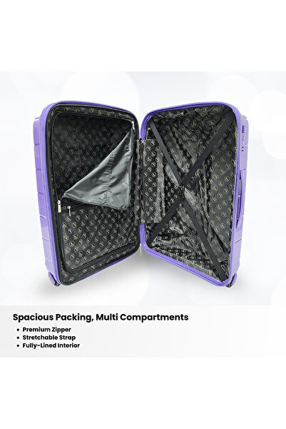 Rower Hardshell PP TSA Lock Suitcase, Unbreakable Expandable Bags, 4 Pcs Luggage Trolley Set Purple