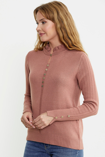 Sementa Metal Button Detailed Knitwear Sweater - Rose