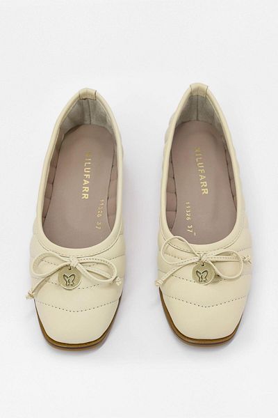 NILUFARR Zarra Beige Women's Ballerinas - Genuine Leather