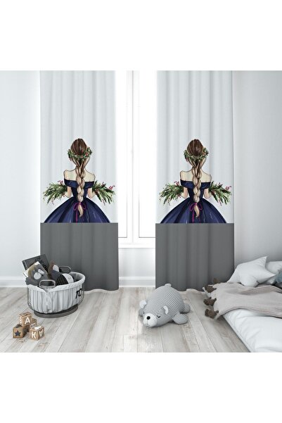 MEKTA HOME Детска стая за бебета и деца Двойна завеса с мотив „Момиче, което ...
