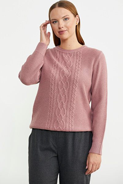 Sementa Crew Neck Regular Fit Wool Knitwear Sweater - Rose