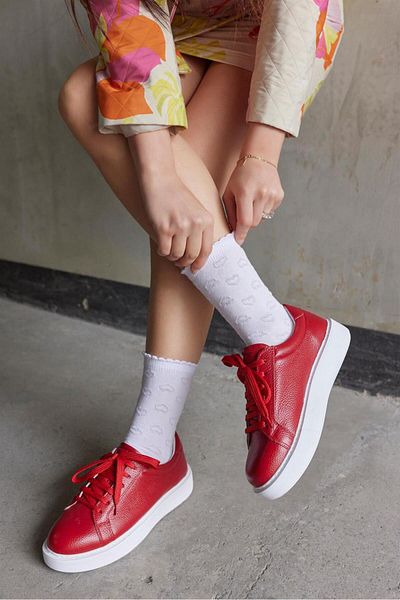 NILUFARR Julia Red Genuine Leather Women's Sneakers