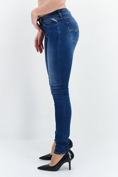 Replay Women Skinny Fit Washed Stretchable Jeans, Mid Indigo