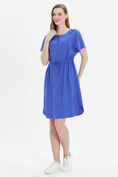 Selen Giyim Gathered Waist Side Oval Slit Dress