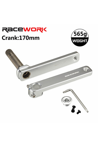 Choice طقم كرنك دراجة طريق RACEWORK بطول 170 مم بدون محمل سفلي، 10/11/12 سرعة، فضي/أسود لامع مصقول، طول الكرنك 170 مم