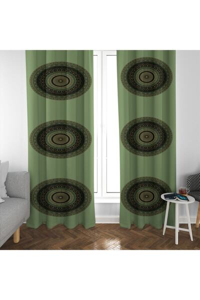 MEKTA HOME Imprimat digital Mangala verde cu modele Cortina de fundal pentru ...