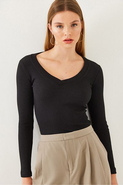 Bianco Lucci Women's V-Neck Long Sleeve Camisole Blouse 2412 60351049