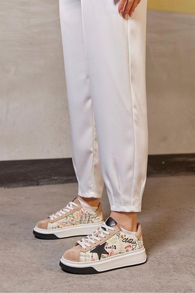 NILUFARR Goose Beige Genuine Suede Women's Sneakers