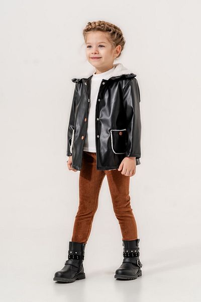 Minigimin Cicileri Girl's Black Mini's Flowers and Coat Pocket Detailed Suit
