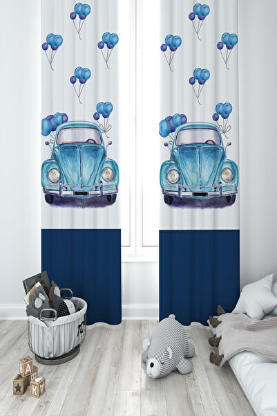 MEKTA HOME ДИТЯЧА ТА ДИТЯЧА КІМНАТА Синя штора з малюнком Vosvos, 2 полотна