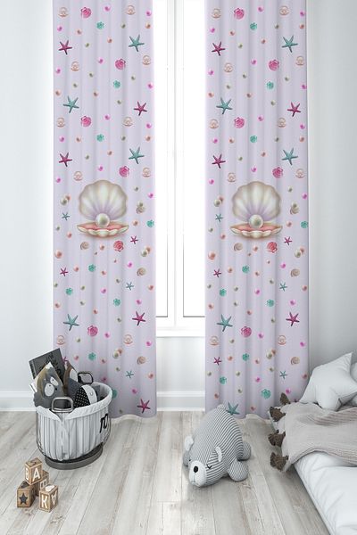 MEKTA HOME BABY AND KIDS ROOM 2 Wings Background Curtain with Hopscotch and Lighthouse