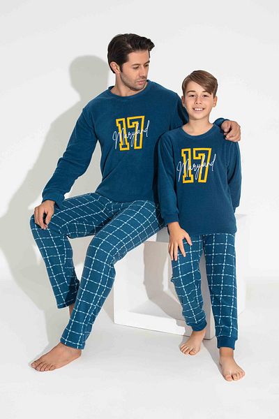 MEBA Σετ Πιτζάμες Ανδρικές και Παιδικές - Fleece Wellsoft Forward Value με δύο κουμπιά