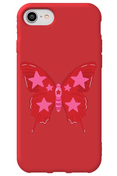 WANNA PROTECT iPhone Se 2020 Red Inside Velvet Butterfly Girl Power Patterned...