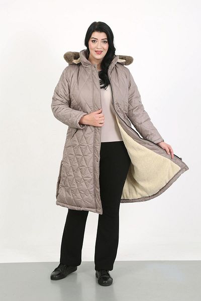 By Alba Collection Women's Mink Long Jessica Quilted Large Size Coat