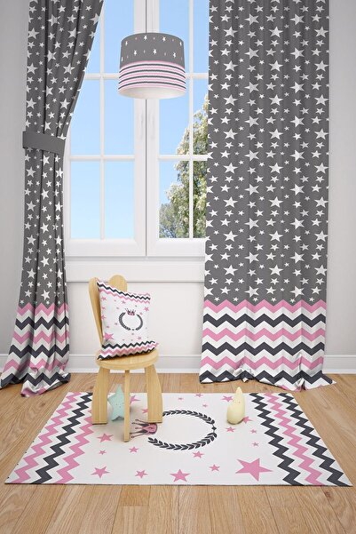 MEKTA HOME Star Pattern Children's Baby Room Background Curtain 2 Wings Mkt 155