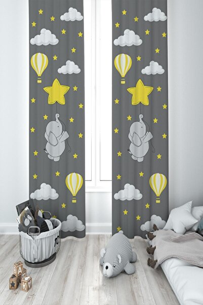 MEKTA HOME ستارة خلفية لغرفة الأطفال والرضع بنمط نجمة الفيل والفيل Mkt-293