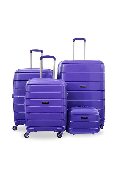 Rower Hardshell PP TSA Lock Suitcase, Unbreakable Expandable Bags, 4 Pcs Luggage Trolley Set Purple