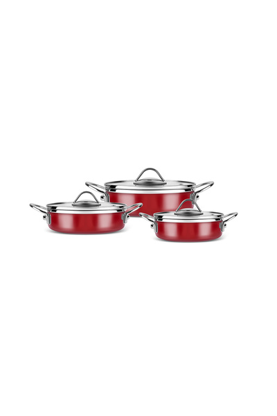 Karaca Burgundy Fire Enamel 6 Piece Omelet Sahan Set