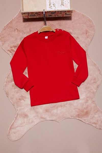 Cansın Mini Red Text Embroidered Girl's Snap Fastener Sweatshirt 16421