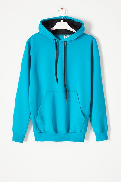 Cansın Mini Turquoise Kangaroo Pocket Hooded Unisex Kids Sweatshirt 16785