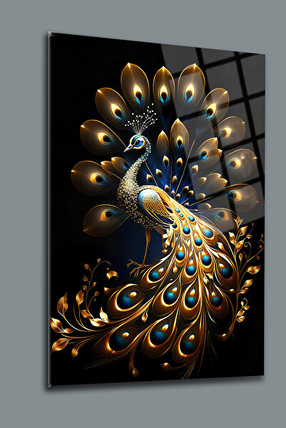 glassartdesign Tablou din sticlă Păun 02