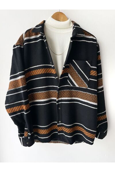 Hazhers Чоловіча сорочка оверсайз з коміром і довгими рукавами