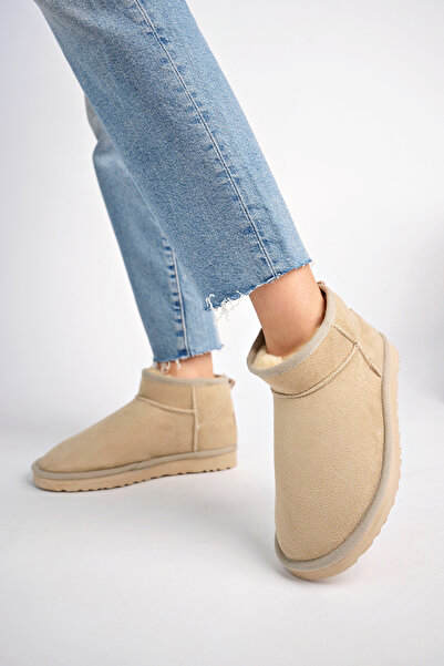 Freemax Μπεζ Γυναικείες Μίνι Μπότες - Εγγυημένες, Γούνινο Εσωτερικό, Ανοιχτή σόλα