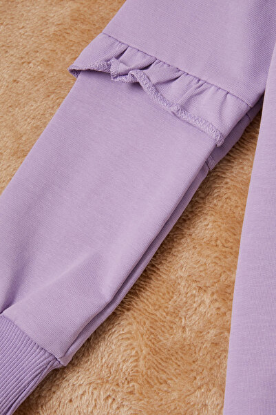 Cansın Mini Lila Papatya Baskılı Kız Çocuk Sweatshirt 16611