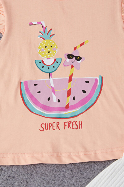 Cansın Mini Fruit Printed Blouse and Shorts Set for Baby Girl 15374