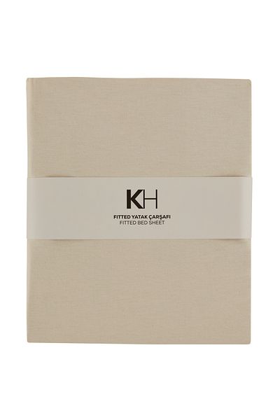 Karaca Home Основен чаршаф с фиттинг, 100% памук, размер King Size, екрю