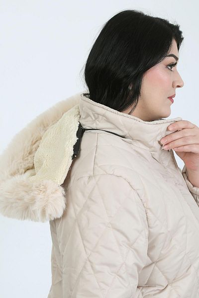 By Alba Collection Women's Ecru Jessica Quilted Large Size Coat