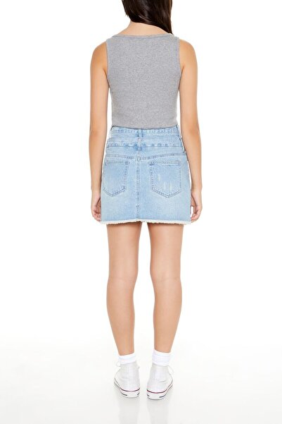 Forever 21 Bel Detaylı Denim Mini Etek