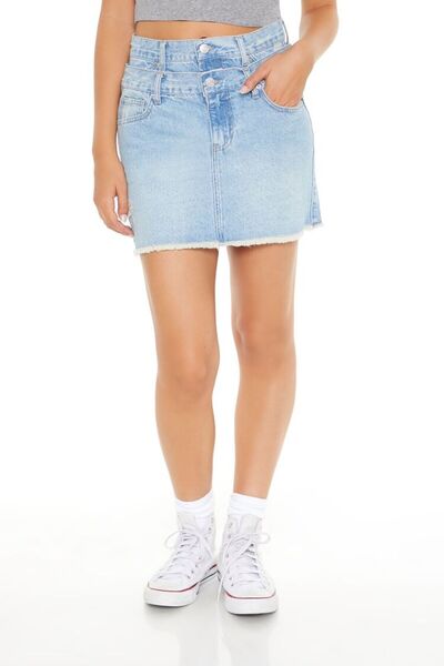 Forever 21 Bel Detaylı Denim Mini Etek