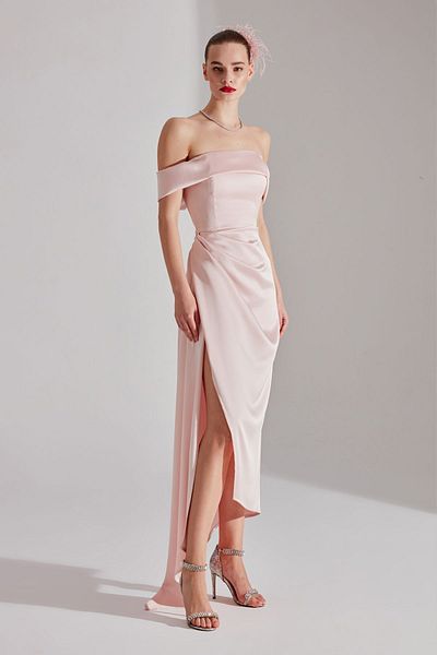 BETTY & SAM Cristie Off The Shoulder Powder Wedding Engagement Dress