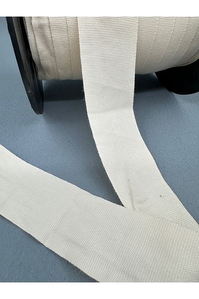 paşateks since 1995 şekil 5 Meters Ecru Cotton Grosgrain Ribbon - 4 cm