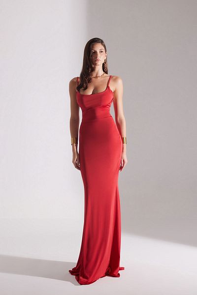 BETTY & SAM Rebecca Red Fish Dress - Strappy Design