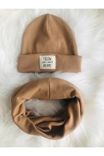 afralya home Unisex 100% Cotton Ribbed Labeled Baby and Kids Personality Beanie Set