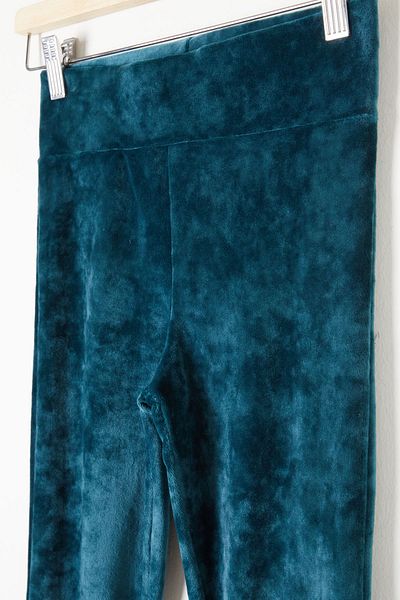 Cansın Mini Turquoise Flare Leg Velvet Tights Girl 16477