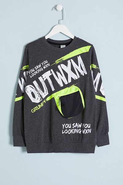 Cansın Mini Суичър с щампа Outwxm за момче 9-14 години 14019